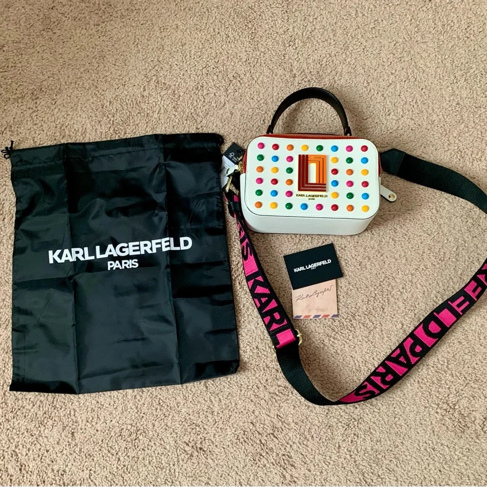 Karl Lagerfeld White Crossbody Bag with Polkadots - Picture 7 of 14